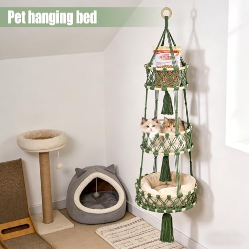 3 Tier Hanging Fruit Baskets for Kitchen, Macrame Plant Hanger Cotton Rope - Image 5