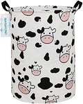 Round Laundry Basket Collapsible Storage Hamper Organizer Spotted Cow by LANGYASHAN