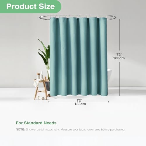 Dynamene Waffle Shower Curtain 256 GSM Heavy Fabric 72"x72" Teal/Turquoise - Image 3