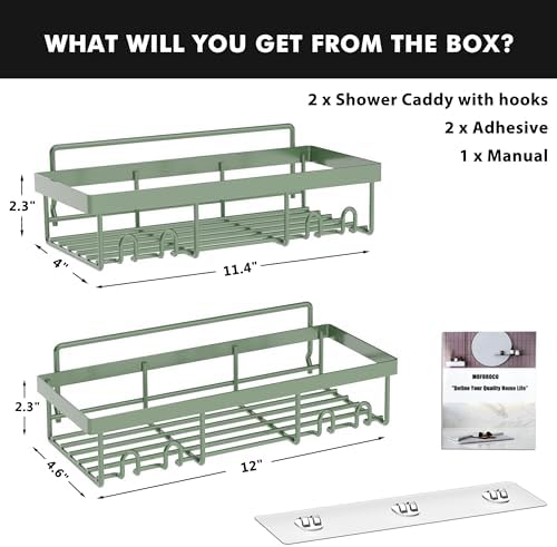 Moforoco Shower Caddy Shelf Organizer Rack, Self Adhesive Black Bathroom - Image 6