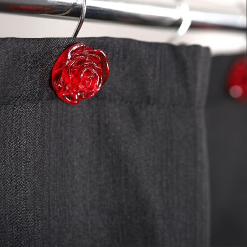 Red Rose Shower Curtain Hooks: Cute Flower Bathroom Curtain Rings - Image 5