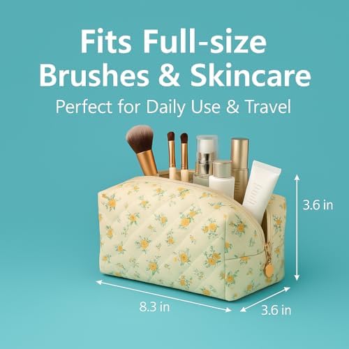 Large Pencil Case, Quilted Cotton Pencil Pouch, Cute Floral Pen Bag - Image 3