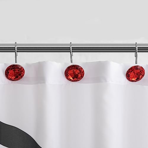 HBlife 12 Pcs Acrylic Decorative Rolling Diamond Shower Curtain Hooks Rust - Image 5