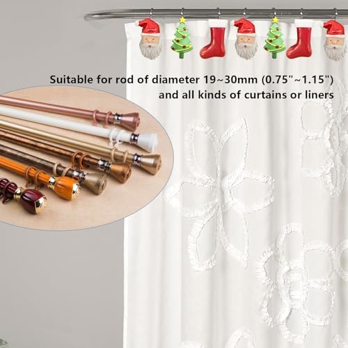 Christmas Home Decorative Shower Curtain Hooks – Set of 12 Rust-Resistant - Image 4