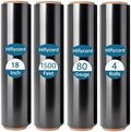 Black Plastic Shrink Wrap Roll 18 Inch 1500 Feet, Stretch Wrap 4 Pack by Hiflycord
