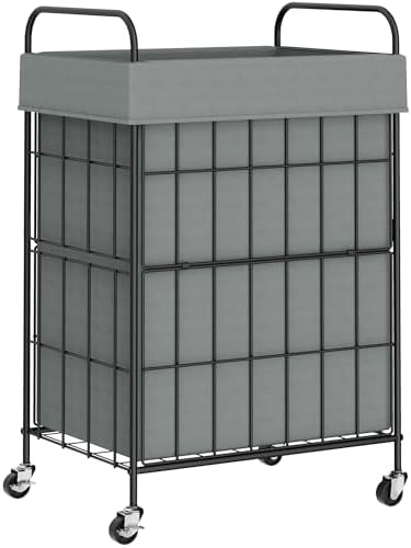 90L Laundry Hamper with Wheels, Laundry Basket with Handle and Liner Bag by Heeytilly