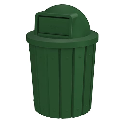 Campus Collection 42 Gallon Slatted Round Heavy-Duty Commercial Outdoor and Indoor Trash Can with Push Open Dome Lid and Internal Liner | Great for Schools and Businesses - Green