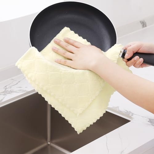 Homaxy 12 Pack Super Soft Absorbent Dish Towels, Cream Yellow - Image 4
