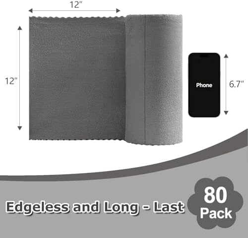 80 Pack Microfiber Cleaning Cloth Roll Reusable Paper Towels 12"x12" Tear Away - Image 2