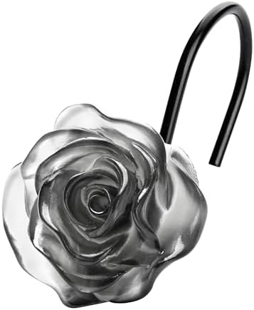 Sunlit Rose Shower Curtain Hooks, Home Decorative Flower Shower Curtain Rings by Sunlit