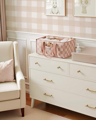 Blissful Diary Checkered Diaper Caddy Organizer, Storage Basket - Image 5