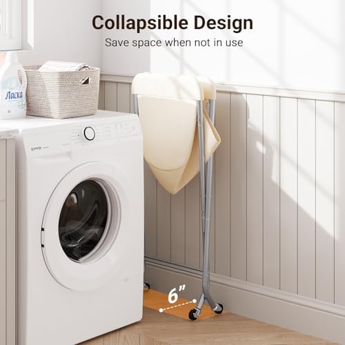 ELYKEN Laundry Basket with Wheels, Collapsible Laundry Hamper - Image 4