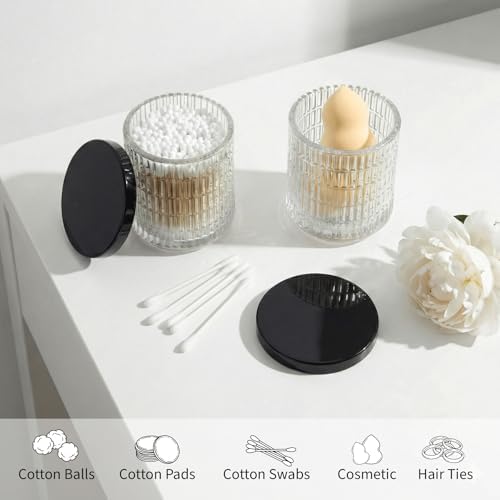 Clear Thick Glass Bathroom Qtip Holder, 2 Pack - Image 3
