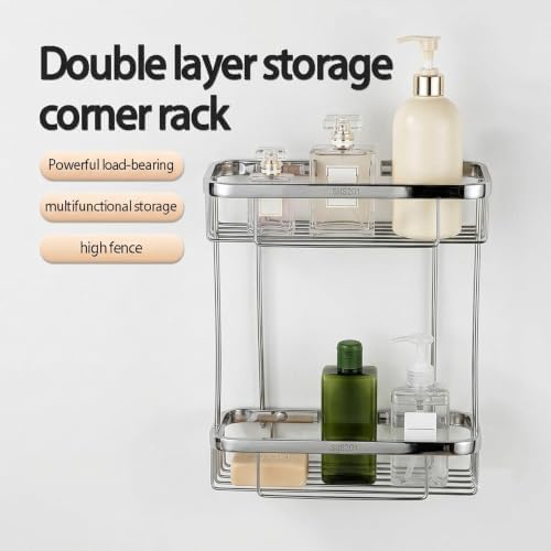 Corner Shower Caddy, 304 Stainless Steel Bathroom Shelf Organizer, Wall Mounted - Image 5