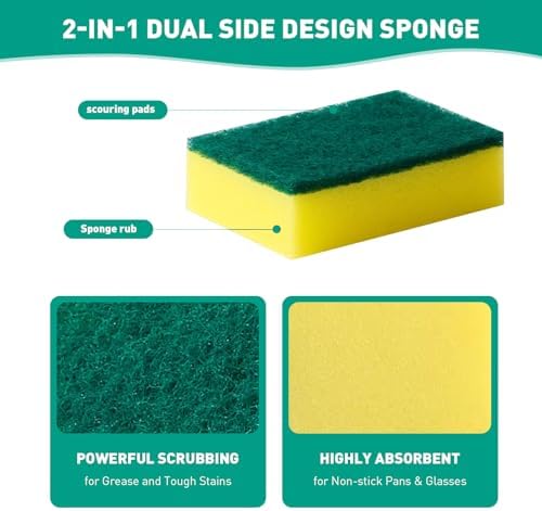 24-Pack Heavy Duty Scrub Sponges, Non-Scratch Kitchen Sponge - Image 7
