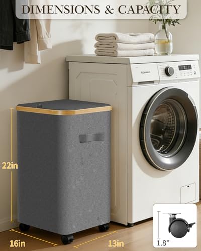Laundry Hamper with Wheels, 75L Rolling Laundry Basket, Removable Inner Bag - Image 2