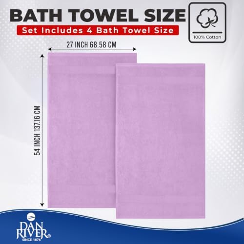 DAN RIVER 600 GSM Cotton Large Bath Towels Set of 4, 27 x 54 Inches - Image 2