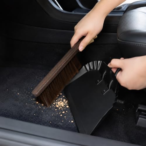 Dust Pan and Brush Set, Handheld Angled Dustpan and Wooden Broom Set, - Image 5