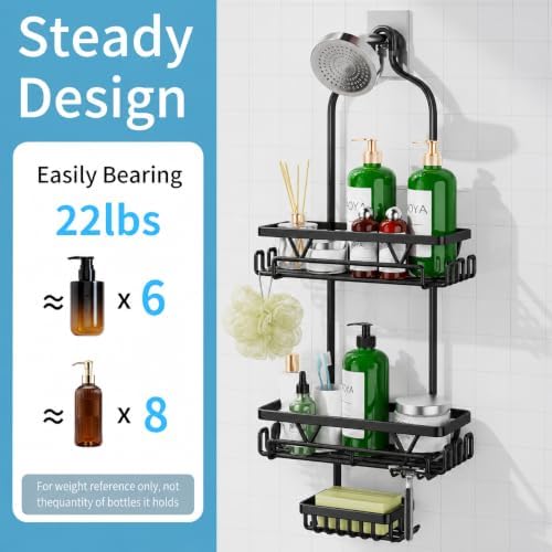 DAOYA Shower Caddy Hanging, Anti-Swing Over Head Shower Caddy, Rustproof - Image 3