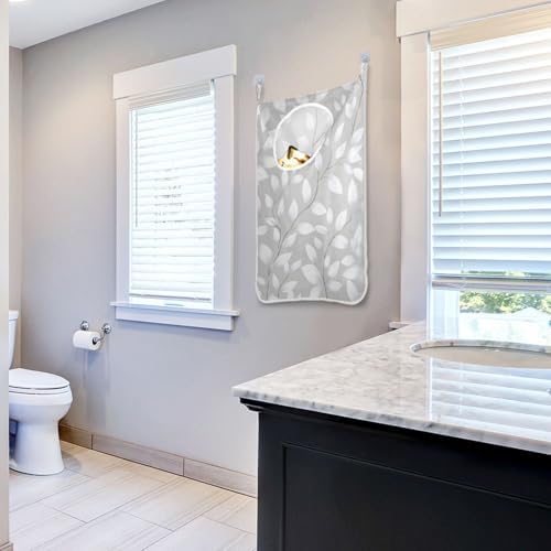 Grey Simple Leaves Hanging Laundry Hamper Door Hampers Bag Basket - Image 7