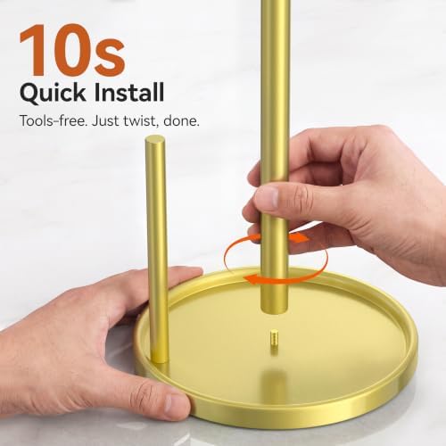 Paper Towel Holder Gold for Kitchen Countertop Roll Holder Weighted Base - Image 5