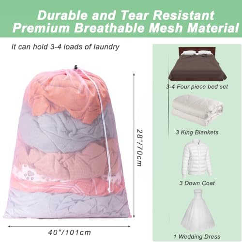 1 Pack Mesh Travel Laundry Bag 28" x 40"Extra Large Dirty Clothes Organizer - Image 2
