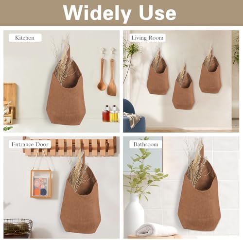 100% Linen Hanging Storage Bags Baskets 2 Pcs, Small Wall Storage Bag - Image 5