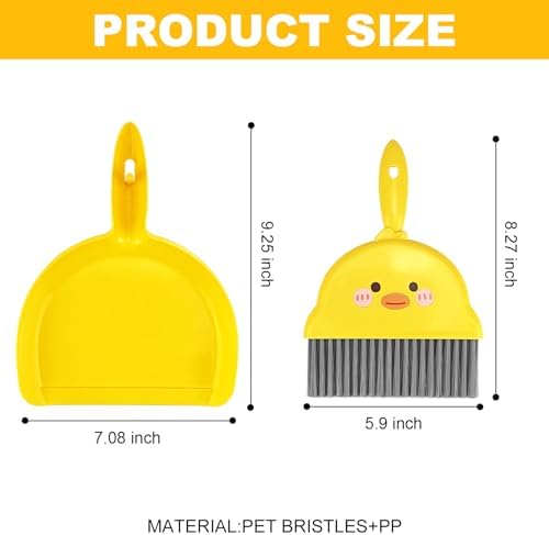 1Pc Small Dust Pan and Brush Set, Cute Yellow Mini Broom and Dustpan Set - Image 2