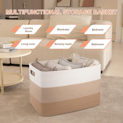 OIAHOMY 108L Extra Large Blanket Basket Dog Toy Basket Light Brown - Image 6