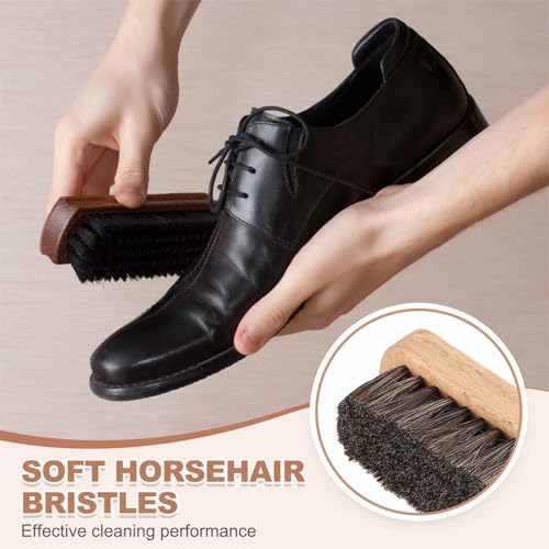 HARFINGTON Shoe Cleaning Brush 6"x2" Beech Wood Horsehair Boot Polish Brushes - Image 4