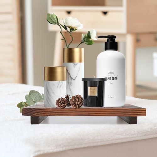 Decorative Wooden Tray for Bathroom Counter Kitchen Wood Riser Vanity Tray - Image 2
