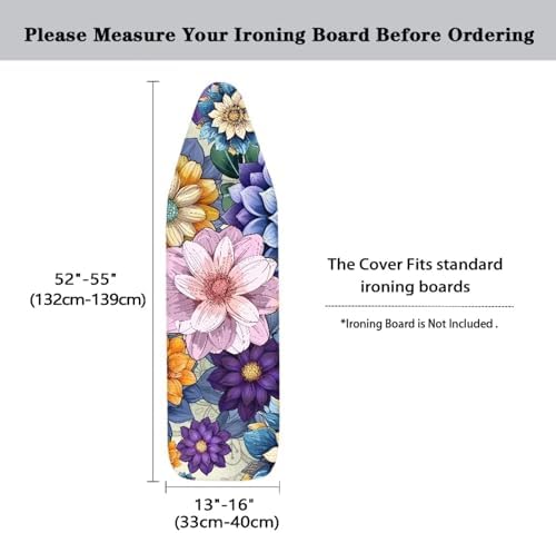 Iron Board Cover with Padding Stretchy Boho Flower Table Top Ironing Board with - Image 6