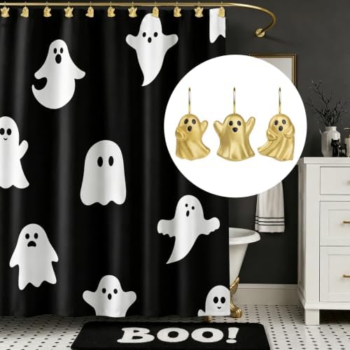 Sunlit Ghost Shower Curtain Hooks, Home Decorative Shower Curtain Rings - Image 4