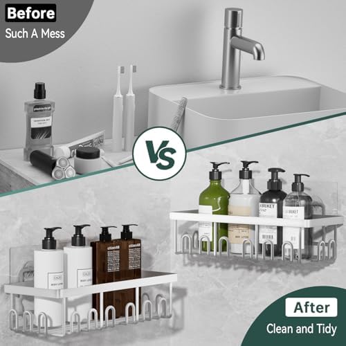 5-Pack Adhesive Shower Caddy for Bathroom & Home Decor White - Image 6