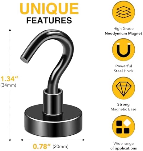 DIYMAG Magnetic Hooks, Strong Magents 10 Pack 50lbs - Image 2