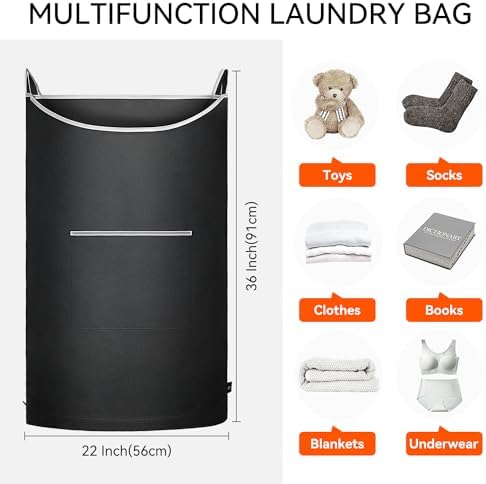 XL Hanging Laundry Hamper, Over Door/Wall Mount, Large Capacity, Modern Design - Image 2