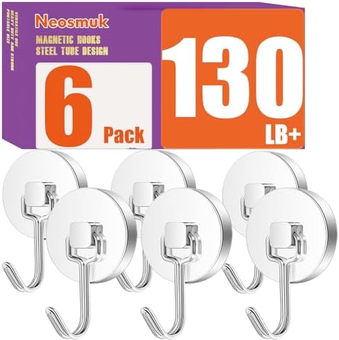 Neosmuk Magnetic Swing Hooks, 130lb Cruise Silver Hooks, 6 Pack by Neosmuk