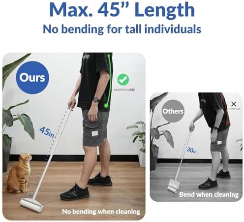 DELOMO 9.45” Large Lint Roller for Pet Hair, Long Handle for Floor & Carpet - Image 2