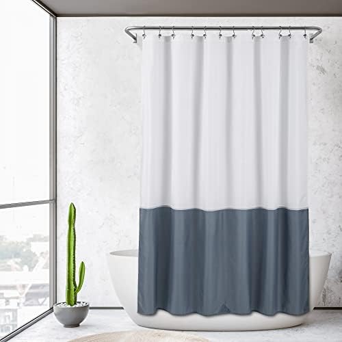 ALYVIA SPRING Waterproof Shower Curtain or Liner White/Stone Blue - Image 6