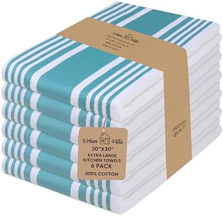 Urban Villa Kitchen Towels Cotton Dish Towels 20”x30” Teal by CottonTrends
