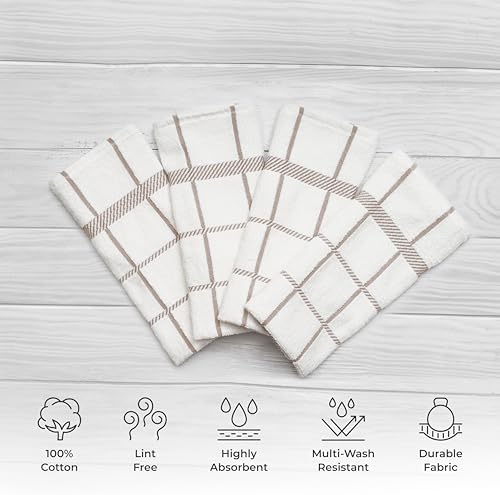 100% Cotton Terry Dish Towels, 4 Pack Checks, 16 x26 Inches, Super Soft and - Image 3