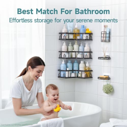 Veken Large Capacity Corner Shower Caddy 6-Pack, Advanced Rustproof Design - Image 6