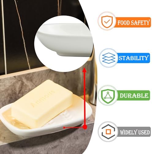Miamolo Soap Dish for Shower, Soap Holder Raised Design, No More Mushy Soap - Image 3