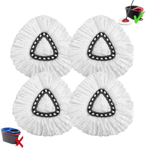 4 Pack Mop Heads Replacements, EasyWring Mop Head Refills by SOBRATHDE