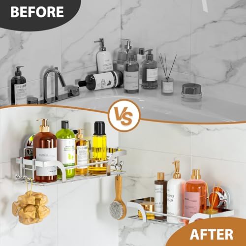 LEVERLOC Shower Caddy Suction Cup 2 Pack, Shower Shelf - Image 5