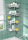 DAOYA Corner Shower Caddy Tension Pole 4 Tier Shower Caddy Organizer Silver by DAOYA