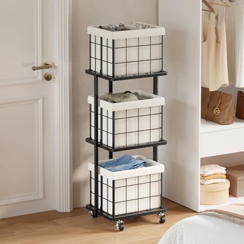 120L Vertical Laundry Sorter, 3 Tier Metal Rolling Laundry Basket - Image 6