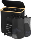 145L Laundry Hamper with Lid, 3 Section Laundry Basket with 3 Removable Bag by Bathola