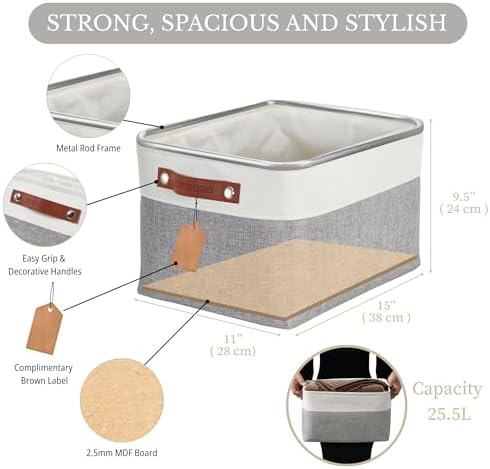 DECOMOMO Storage Bins, Large Fabric Storage Baskets - Image 3