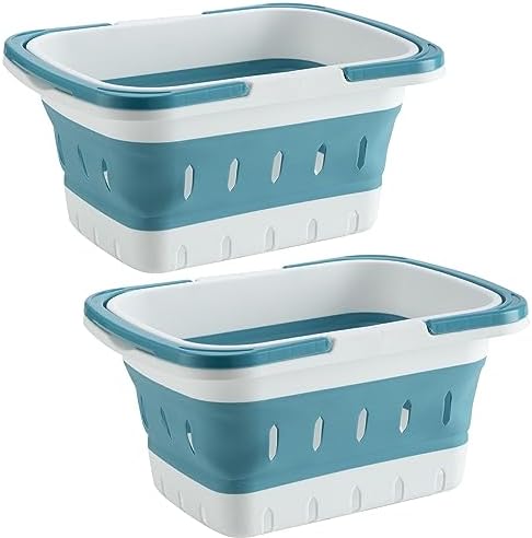 2 Pack Portable Shower Caddy Tote, Plastic Storage Collapsible Basket by ANNIYA
